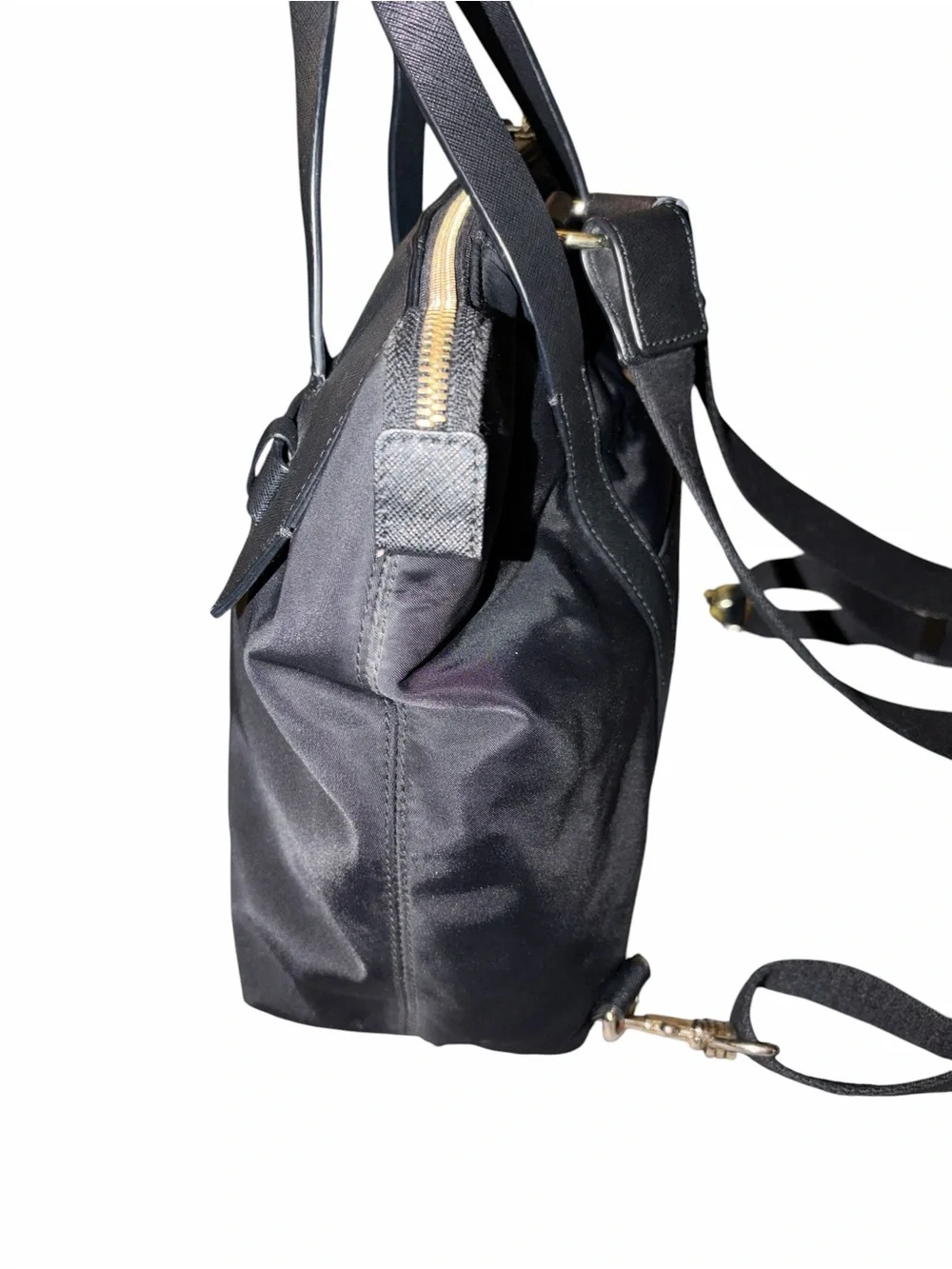 Henri Bendel Jetsetter Convertible Backpack Black Nylon Leather Wardrobe Staple